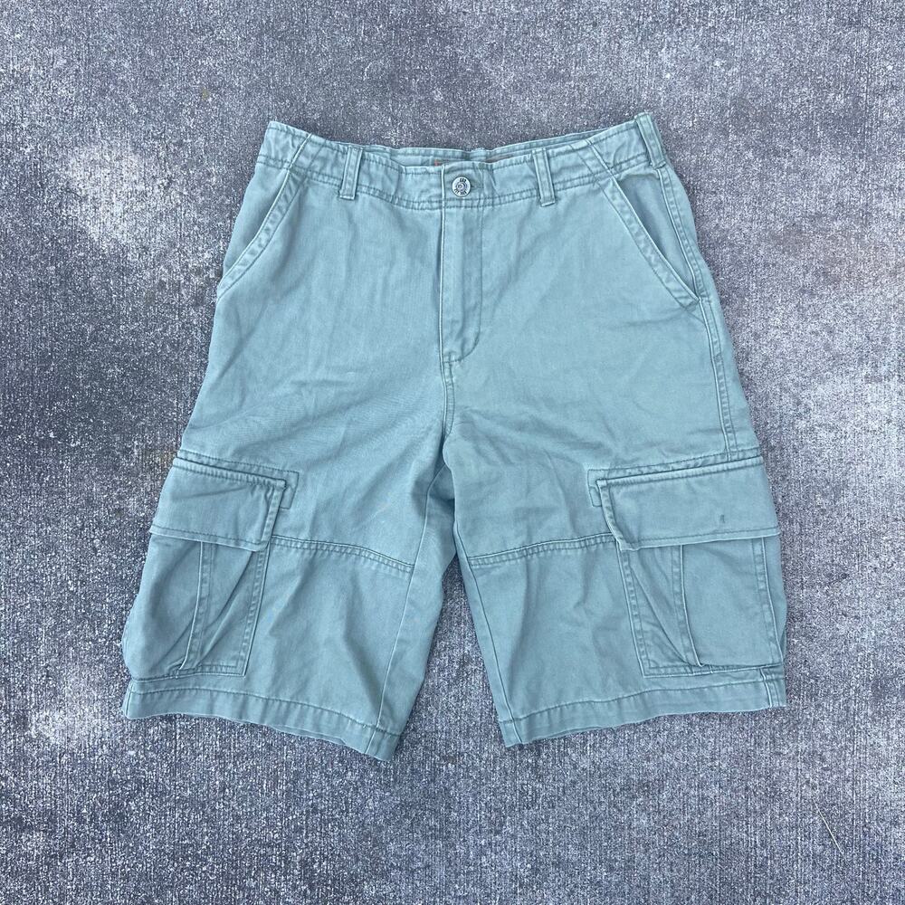 GAP Kids Boys Cargo Shorts Faded Green Twill Flat Front Size 16 Youth XL